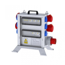 Rozdzielnica budowlana elTOWER-S W63-002206 IP44 wtyk CEE 63A gn: 6xGK 230V 16A 2xCEE 16A 2xCEE 32A 1xRCCB 6kA, 53406012