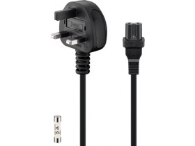 Kabel zasilający koniczynka UK Wielka Brytania 1,5 m, Czarny