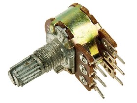 Potencjometr obrotowy 2x1k ohm liniowy; oś 6x15mm, raster 5mm; B1k