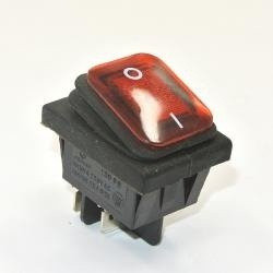 KCD4-R Hermetic DPST IP65 Waterproof Illuminated Rocker Switch On-Off, Red