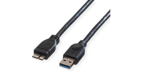 Kabel Roline Usb 3.2 Gen 1, Typ A M - Micro A M, Czarny, 0,8 M
