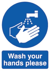 Znak nakazu, PP, Biały, Wash your hands please-Tekst Angielski, szt. 1, Nie Znak