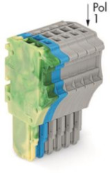 1-wire female connector, 6 pole, pitch 3.5 mm, straight, green-yellow/blue/gray, 2020-106/000-039