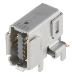 Przemysłowe złącze IX Żeński przemysłowy IX, Montaż na płytce drukowanej Hirose, 90° 10-żyłowe