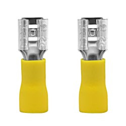 2x Konektor żeński 6.3mm z izolacją żółty