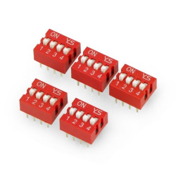 Przełącznik DIP switch 4-polowy - czerwony - 5szt.