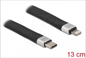 86941 Sync &amp; charging cable, USB-C > Lightning, 13 cm, flat