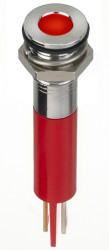 Lampka kontrolna do montażu panelowego 2V dc, czerwona 8mm LED Chrom Faston, oczko lutownicze RS PRO