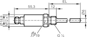 Temperature transmitter, analog signal, rod length 88 mm, -50 to 150 °C, Ø 18.8 mm, Pt1000 sensor, TA3135