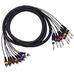 8 Way 6.35mm Mono Plug to RCA Male Plug Snake Lead Loom 3m