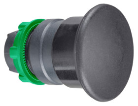 Mushroom pushbutton, unlit, groping, waistband round, black, front ring black, mounting Ø 22 mm, ZB5AC2