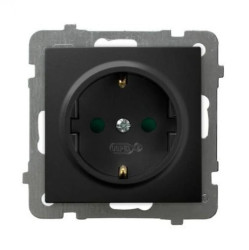 AS Gniazdo pojedyncze z uziemieniem schuko z przesłonami torów prądowych czarny metalik GP-1GSP/m/33