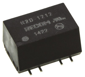 Przetwornica DC-DC, 2W, Uwe 10,8 → 13,2 V DC, Uwy ±12V dc, Iwy ±83mA, Recom