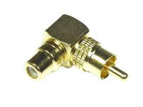 Przejście wtyk RCA - gniazdo RCA kątowe Au