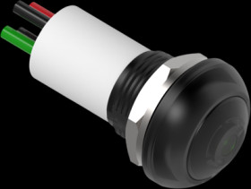 Pushbutton, 1 pole, black, illuminated  (green), 0.12 A/125 VAC, 0.2 A/50 VDC, 13.6 mm, IP68, 2329388-4
