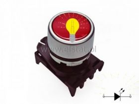 Przycisk z ukrytym czołem chromowany czerwony PPRL