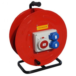 IP67 2xGS230V 16A, 1xCEE 16A 5P 400V, 50m Przedłużacz budowlany siłowy na metalowym bębnie, H07RN‑F 5x2,5mm2 PARTNERSITE 17436