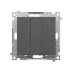 Simon 55 Łącznik potrójny z podświetleniem LED (moduł) 10 AX, 250 V~, szybkozłącza Grafitowy mat TW31L.01/116