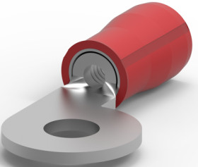 Insulated ring cable lug, 0.5-0.6 mm², AWG 20, 3.51 mm, M3.5, red, 52284-2