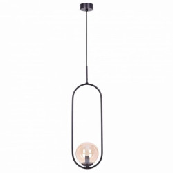 Lampa wisząca czarna VENTA z szklanym bursztynowym kloszem na E14 K-5120 Kaja Lighting