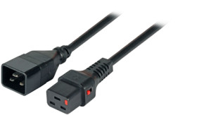 Extension cable, International, C20-plug, straight on C19 socket, straight, H05VV-F3G1.5 mm², black, 2 m, EK607SW.2