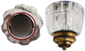 Armatura kranowa, typ: Zestaw Adapt-A-Tap — akrylowe pokrętła do baterii, do użytku z: Gwint 1/2 cala, gwint 3/4 cala