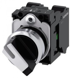 Przełącznik krótkie pióro 2-poz bistabilny czarny/biały styk 1Z+1R przył sprężynowe 22mm metal SIRIUS ACT 3SU1150-2BF60-3MA0