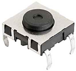 Short-stroke pushbutton, 1 Form A (N/O), 50 mA/30 VAC/42 VDC, unlit , actuator (black), 1.8 N, SMD, 1241.1612.11