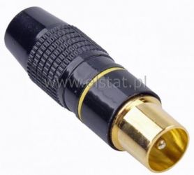 Wtyk antenowy TV czarno-złoty metal; gold