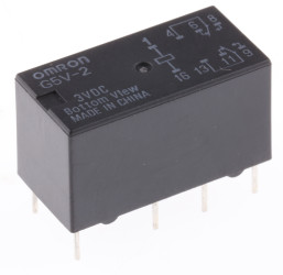 Przekaźnik sygnału, 3V dc, 2 A, DPDT, 2-polowy, montaż PCB, Omron MT