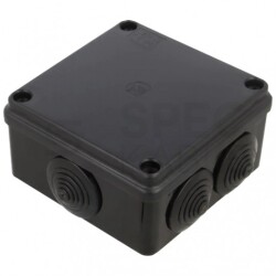 Skrzynka hermetyczna IP65 Puszka instalacyjna 100x100x50mm czarna z dławikami PG21 S-BOX 106c