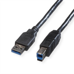 Kabel ROLINE USB 3.2 Gen 1, typ A-B, czarny, 0,8 m