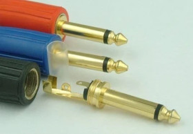 Wtyk jack 6.3 mono czarny złoty