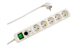 Przedłużacz 5-Gniazdowy, 1,5M Biały Z Filtrem Przepięciowym, 3X1,0Mm Owy 24394