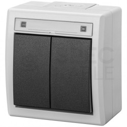 Łącznik świecznikowy podwójny natynkowy hermetyczny IP55 szary 10AX Aquant 2K