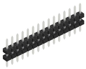 Pin header, 15 pole, pitch 2 mm, straight, black, SLY504015Z
