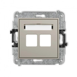 MINI Mechanizm gniazda multimedialnego podwójnego bez modułu (standard Keystone) taupe 60MGM-2P