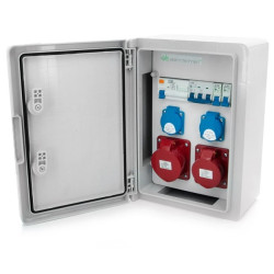 Rozdzielnica budowlana 32/5 + 16/5 + 2*GS + zabezpieczenia + różnicówka, zamykana obudowa ABS, N22B11B1FABS
