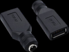Adapter złącza zasilania DC gniazdo USB-A - gniazdo 2,1/5,5mm EFP24 czarny
