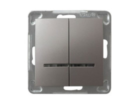 IMPRESJA Wyłącznik podwójny świecznikowy z podświetleniem niebieskim tytan ŁP-2YS/m/23 OSPEL