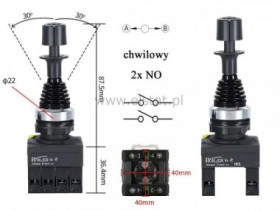 Joysticka 2-drożny chwilowy z blokadą działania