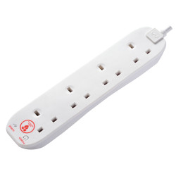 Masterplug SRG4210N-MP Extension Lead 240V 4-Gang 13A White Surge Protected 2m