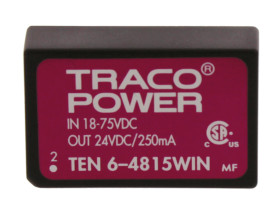 Przetwornica DC-DC, 6W, Uwe 18 → 75 V DC, Uwy 24V dc, Iwy 250mA, TRACOPOWER