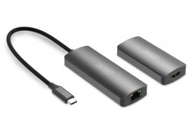 Przedłużacz/Extender USB-C - HDMI 30m po skrętce Cat.6 4K120Hz HDCP 2.3 (zestaw) DS-55343
