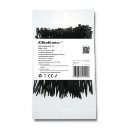 Qoltec Opaski zaciskowe Trytki kablowe 2.5*100mm 100 szt. Nylon66 UV Czarne