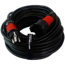 Przedłużacz elektryczny Kabel zasilający budowlany gumowy OnPD 3x1,5mm2 (wtyk / gniazdo z klapką) 16A IP44 czarny 25m Doktorvolt