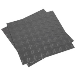 Sealey FT1S Vinyl Floor Tile with Peel &amp; Stick Backing - Silver Treadplate Pk 16