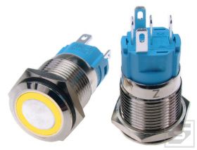 Przycisk LB16MR/LED:Y 9-24VDC RING żółty; 16mm; monostabilny; 3A/250V