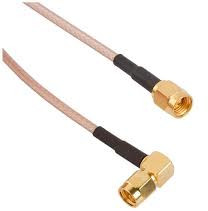Coaxial cable, SMA plug (angled) to SMA plug (straight), 50 Ω, RG-316, grommet black, 610 mm, 135103-03-24.00