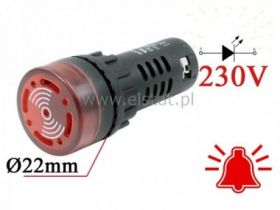 Kontrolka LED; fi 22mm 230V z buzzerem